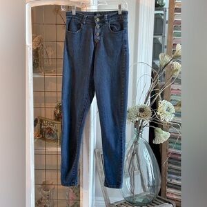Goldie Button-Front High Waisted Skinny Straight Jeans Women’s Sz-S Denim EUC